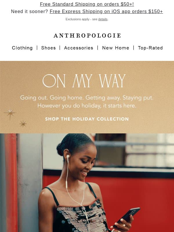On My Way to Parties, Presents & Places to Be email from Anthropologie