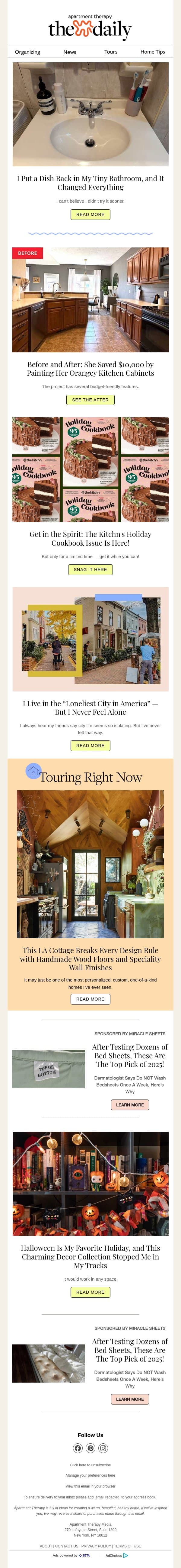I Put a Dish Rack in My Tiny Bathroom, and It Changed Everything email from Apartment Therapy screenshot