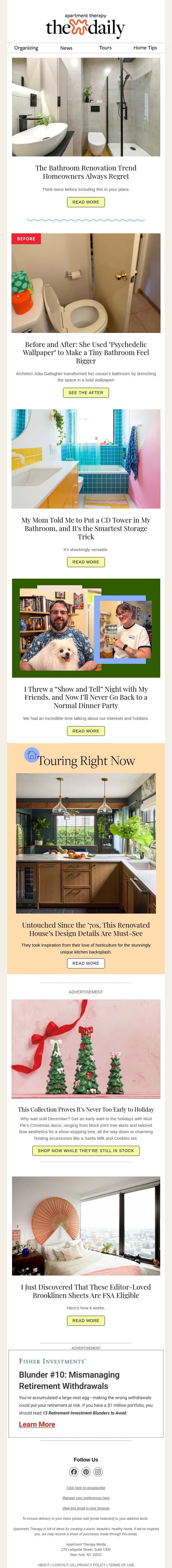 The Bathroom Renovation Trend Homeowners Always Regret email from Apartment Therapy screenshot