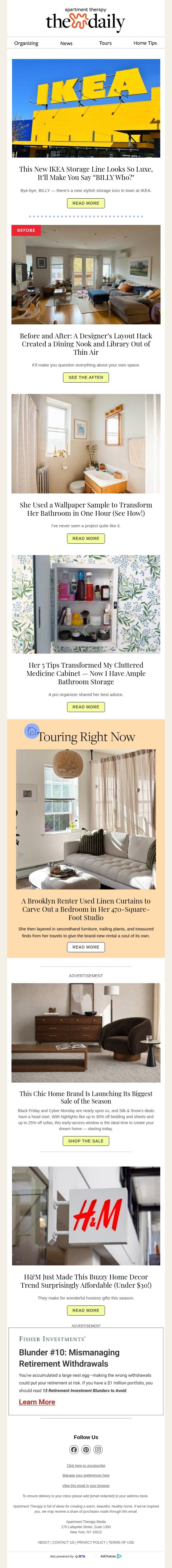 This New IKEA Storage Line Looks So Luxe, It’ll Make You Say “BILLY Who?" email from Apartment Therapy screenshot