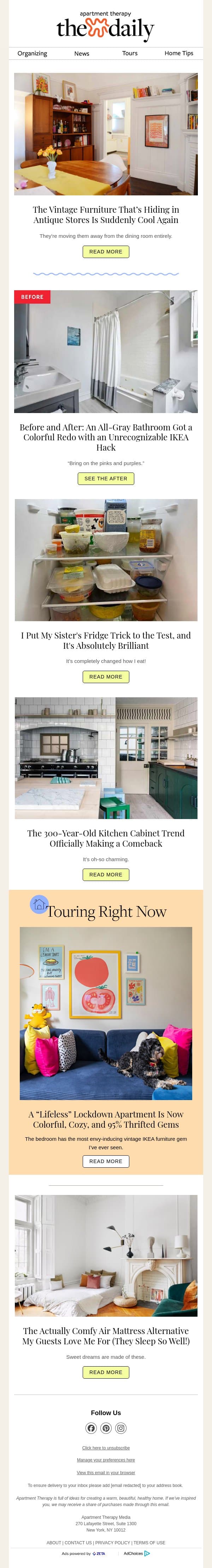 The Vintage Furniture That’s Hiding in Antique Stores Is Suddenly Cool Again email from Apartment Therapy screenshot