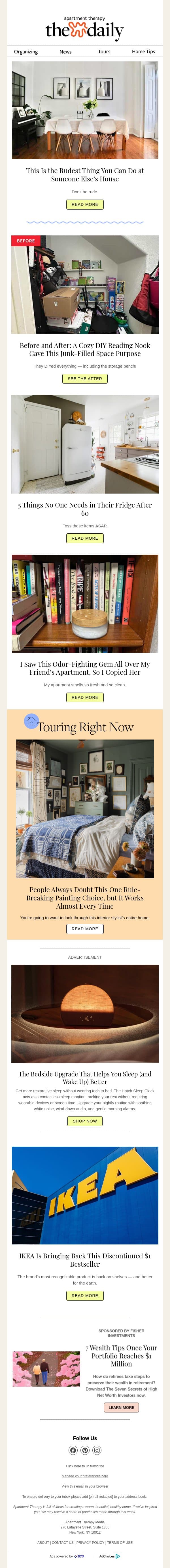 This Is the Rudest Thing You Can Do at Someone Else’s House email from Apartment Therapy screenshot