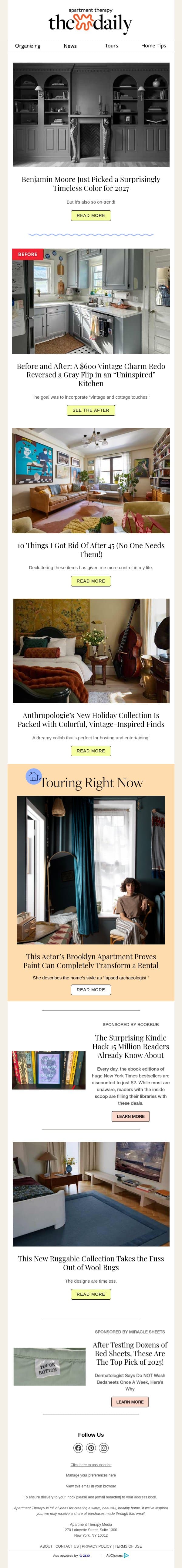 Benjamin Moore Just Picked a Surprisingly Timeless Color for 2027 email from Apartment Therapy screenshot