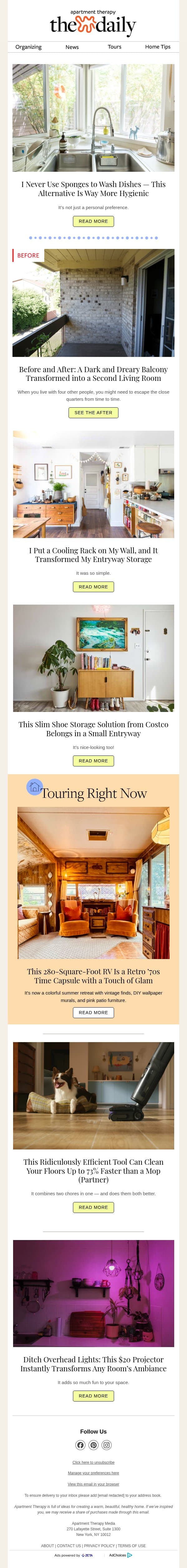 I Never Use Sponges to Wash Dishes — This Alternative Is Way More Hygienic email from Apartment Therapy screenshot