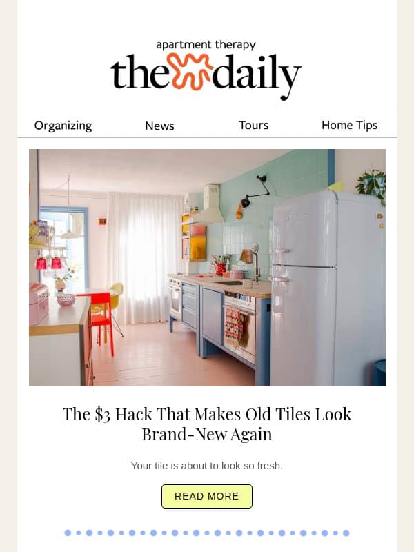 The $3 Hack That Makes Old Tiles Look Brand-New Again email from Apartment Therapy