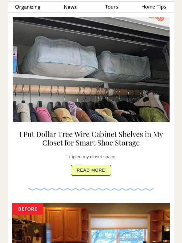I Put Dollar Tree Wire Cabinet Shelves in My Closet for Smart Shoe Storage email from Apartment Therapy