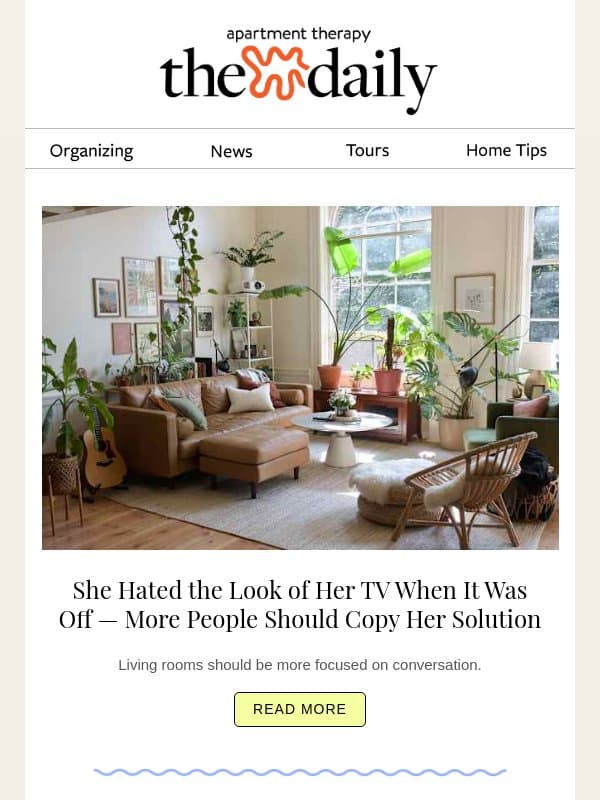 She Hated the Look of Her TV When It Was Off — More People Should Copy Her Solution email from Apartment Therapy