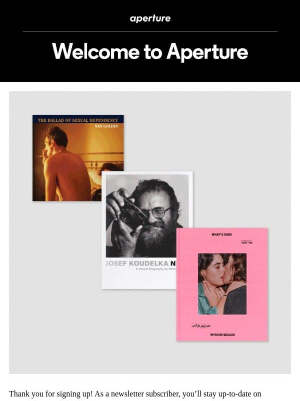 Welcome to Aperture email from Aperture