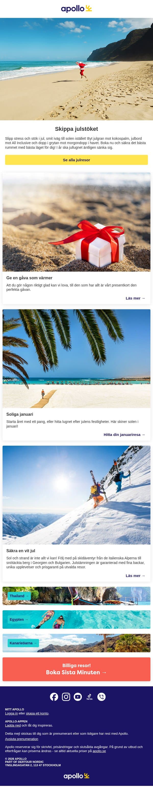 Skippa julstöket i år email from Apollo screenshot