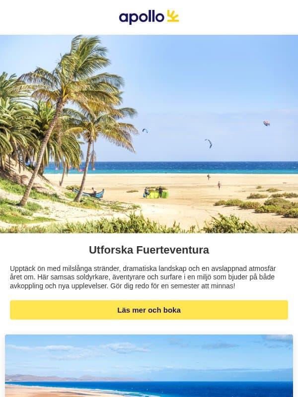 Utforska Fuerteventura email from Apollo