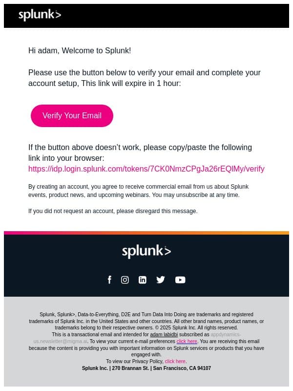 Activate Account email from AppDynamics screenshot