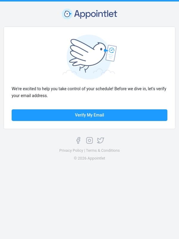 Verify Your Email email from Appointlet screenshot