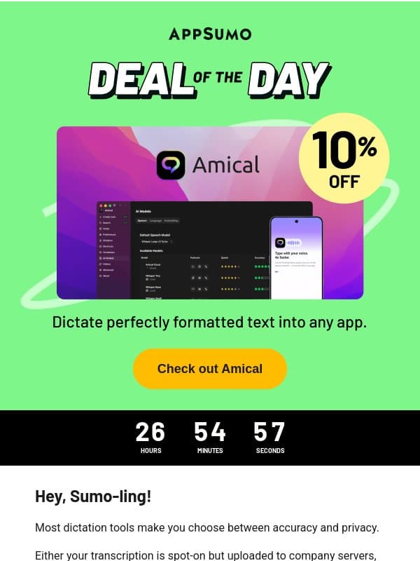 Deal of the Day: Amical (10% off!) email from AppSumo