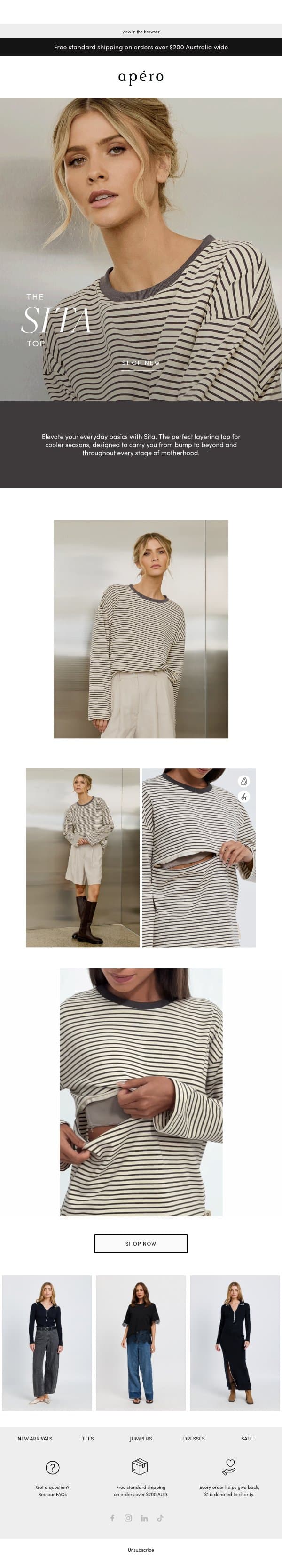 A New Season in Stripe email from Apéro Label screenshot