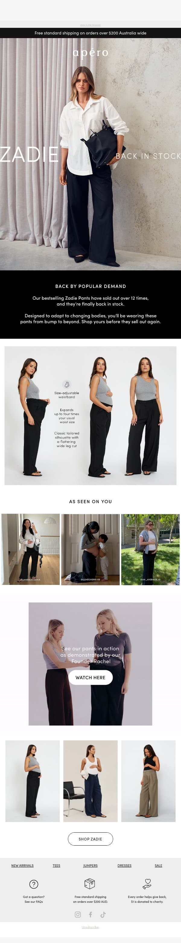 Our most loved pants are back….for now email from Apéro Label screenshot