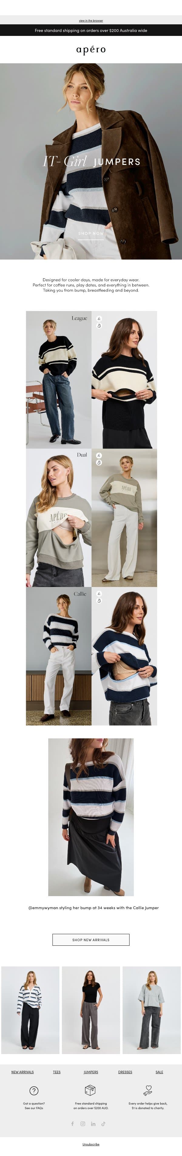 IT’S JUMPER SEASON email from Apéro Label screenshot