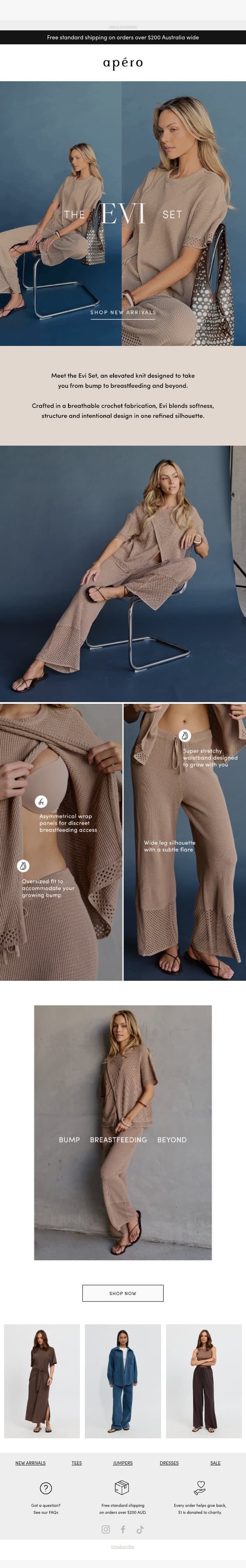 Effortless. Elevated. Evi. email from Apéro Label screenshot