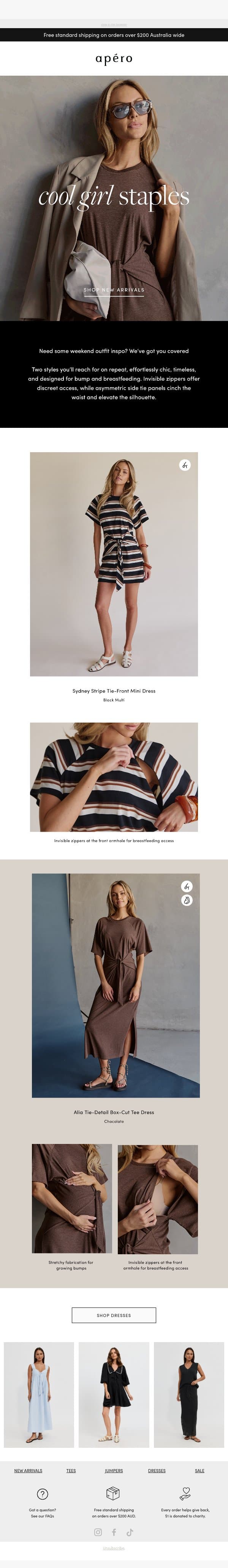 Cool girl staples email from Apéro Label screenshot
