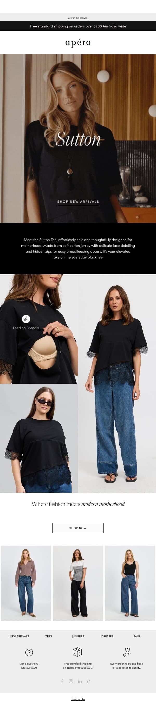 Calling all fashion mums email from Apéro Label screenshot