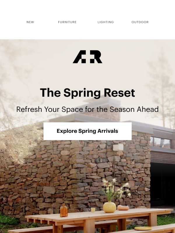New season, new energy! Discover spring arrivals email from A+R Store