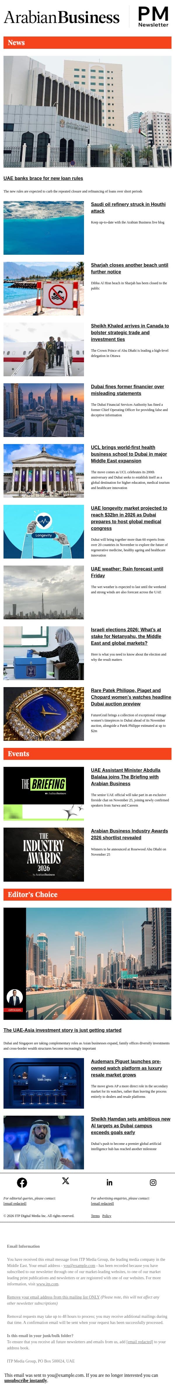 UAE banks brace for new loan rules email from Arabian Business screenshot