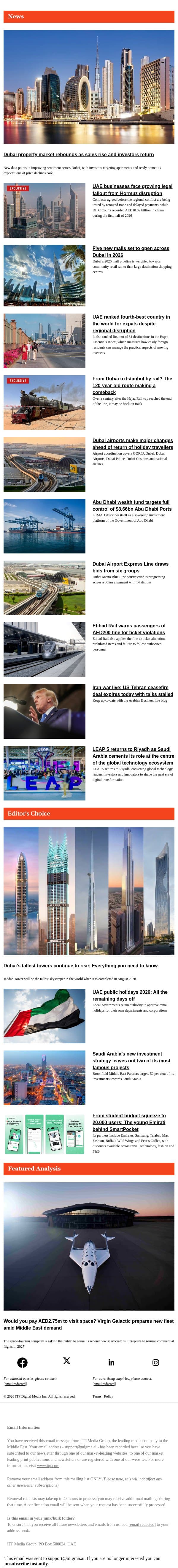 Dubai property market rebounds as sales rise and investors return email from Arabian Business screenshot