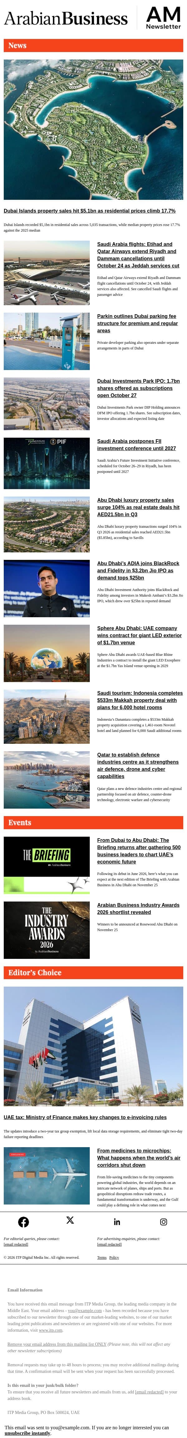 Dubai Islands property sales hit $5.1bn email from Arabian Business screenshot