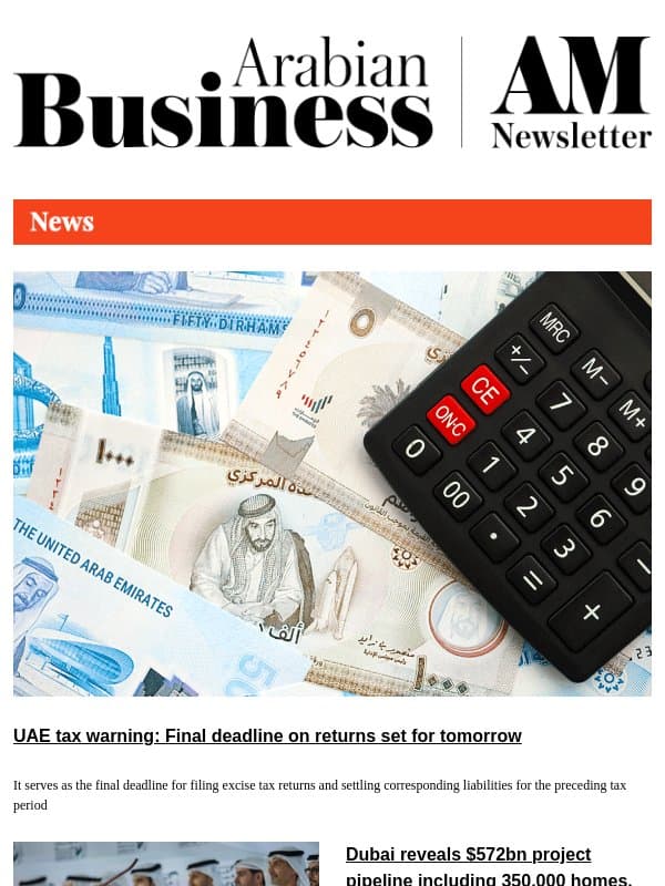 UAE tax return deadline looms this week email from Arabian Business