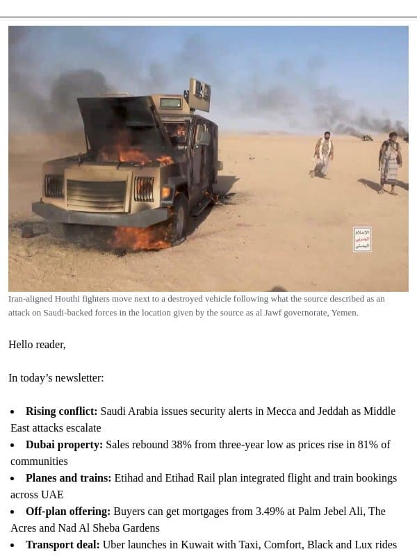 Saudi Arabia issues security alerts in Mecca and Jeddah as Middle East attacks escalate email from Arabian Business