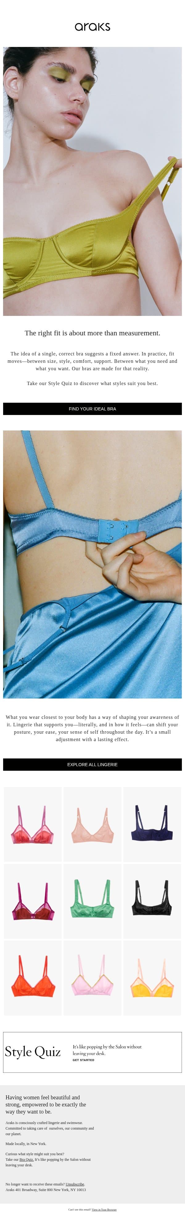 You should own more than one bra that fits how you like email from Araks screenshot
