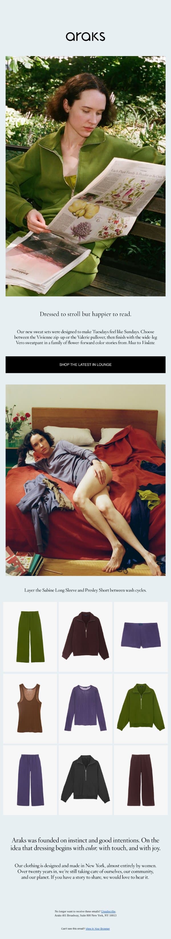 Make Tuesdays feel like Sundays email from Araks screenshot