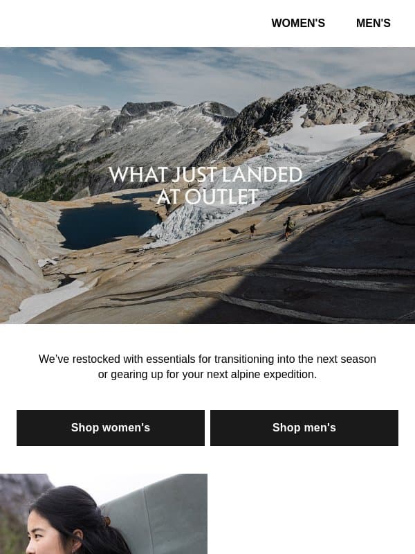 New fall savings only on Outlet email from Arc'teryx