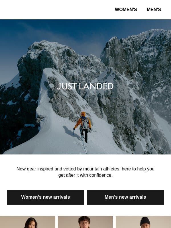 Our latest gear lineup email from Arc'teryx LEAF