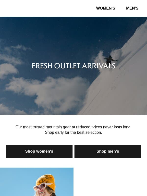 Don't sleep on the latest Outlet drop email from Arc'teryx LEAF