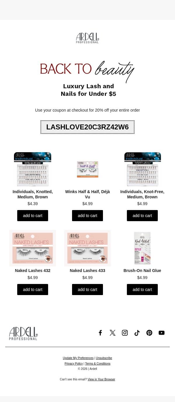 The $5.99 pair that never left. email from Ardell screenshot