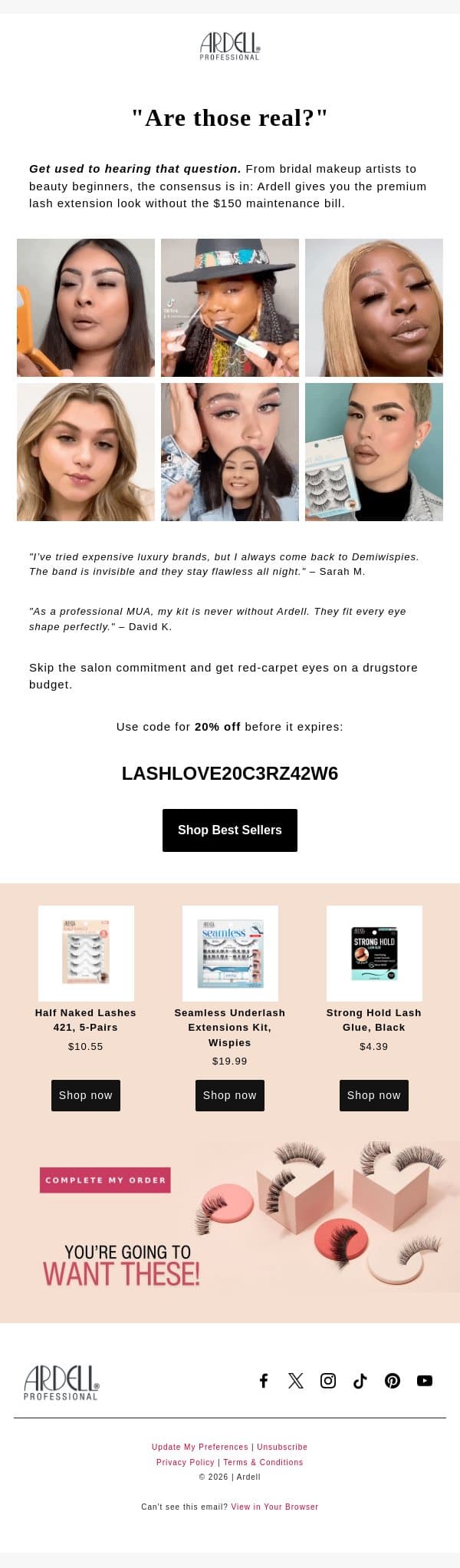 Why pros ditch the salon 💋 email from Ardell screenshot