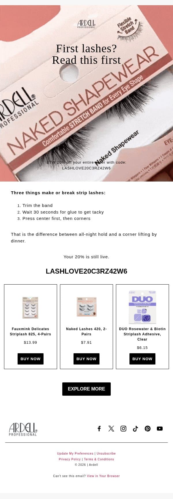 3 mistakes that ruin the hold. email from Ardell screenshot
