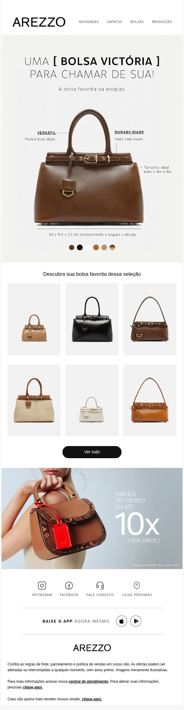 A bolsa favorita da estação está aqui! email from Arezzo screenshot