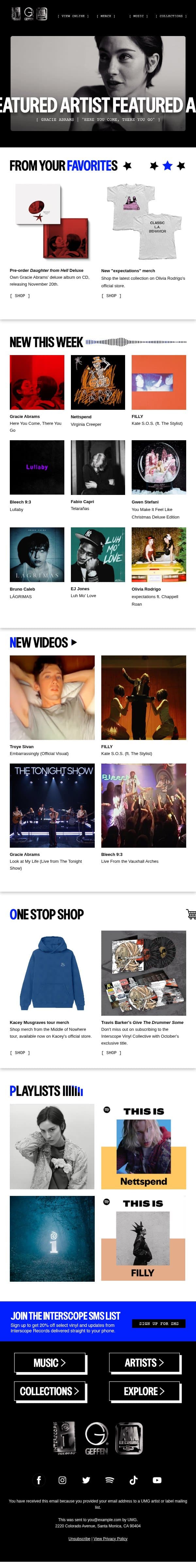 Gracie Abrams, Nettspend, FILLY, Bleech 9:3 email from Ari Lennox screenshot