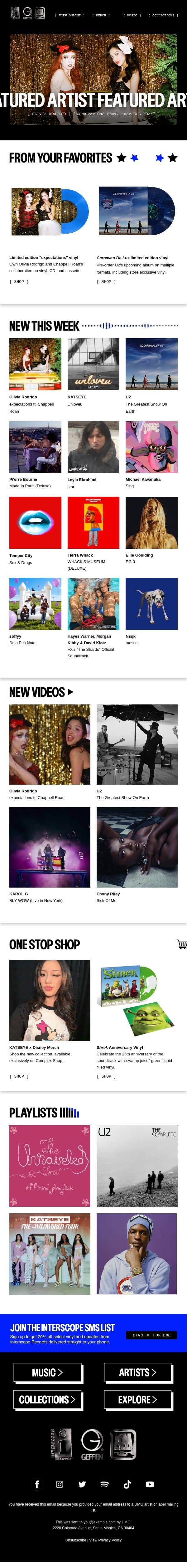 Olivia Rodrigo, U2, KATSEYE, Pi’erre Bourne email from Ari Lennox screenshot