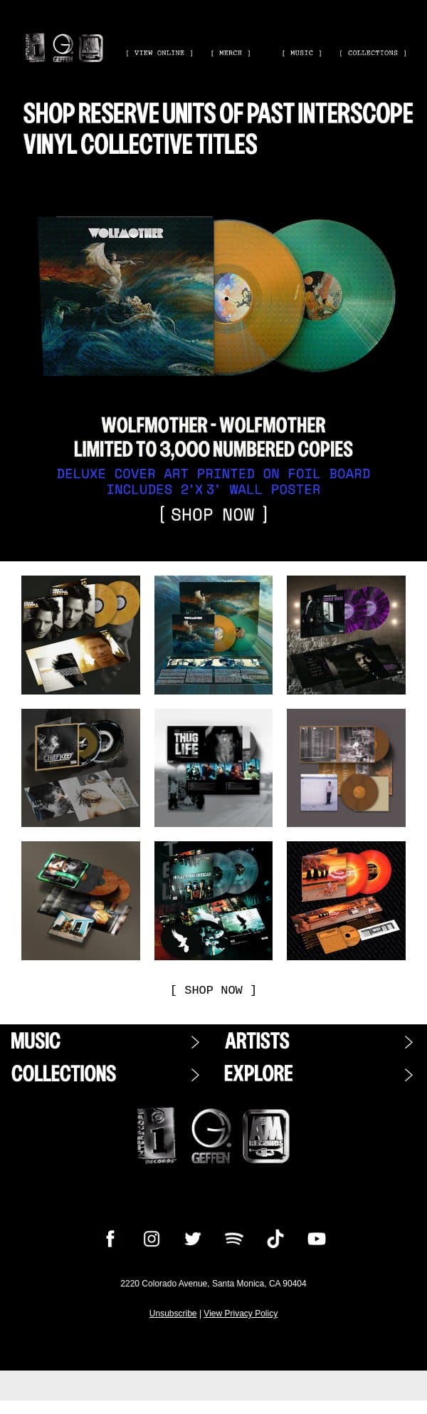 Shop Interscope Vinyl Collective Reserve Units email from Ari Lennox screenshot