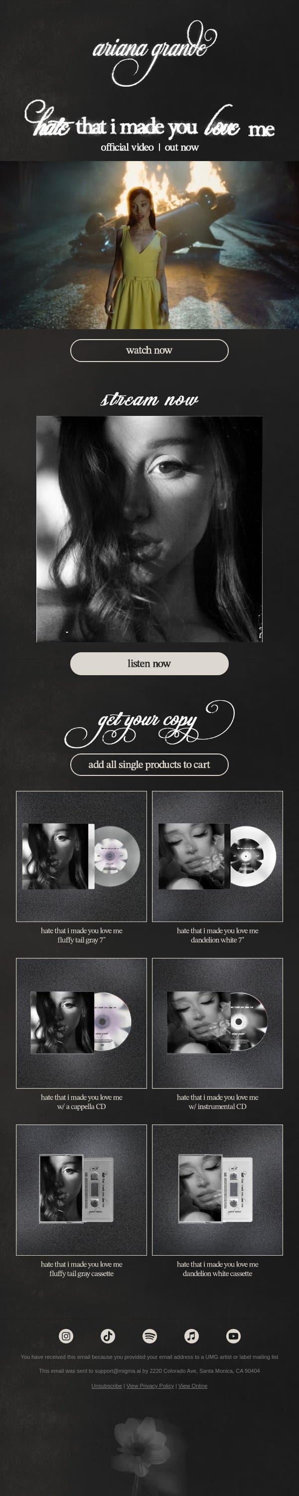 hate that i made you love me ♡ video out now email from Ariana Grande screenshot