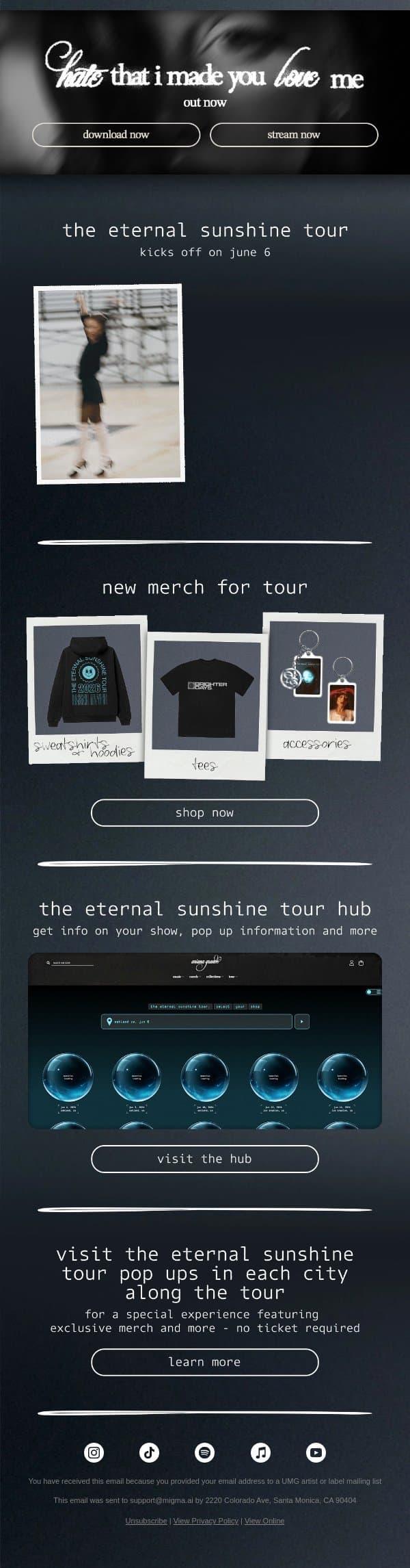 the eternal sunshine tour hub ꕤ email from Ariana Grande screenshot