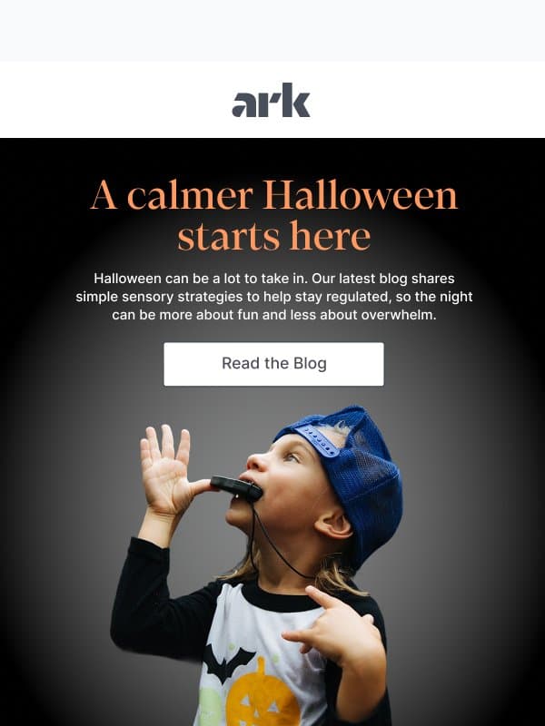 Simple ways to stay regulated on Halloween email from ARK Therapeutic