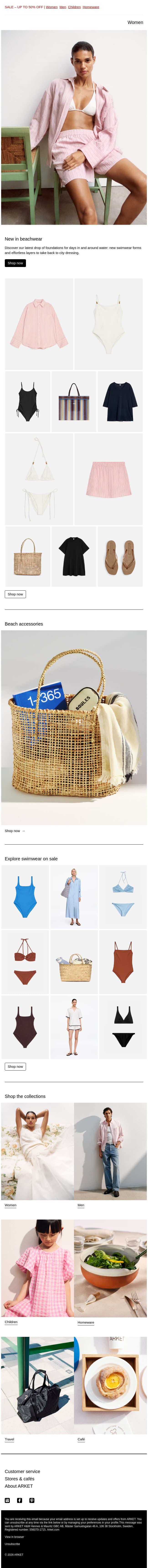 New in beachwear email from Arket screenshot