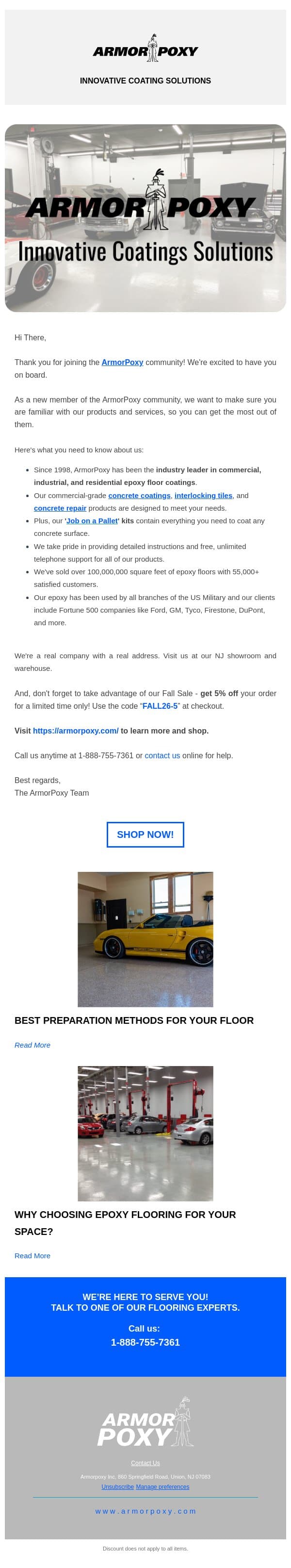 Welcome to ArmorPoxy! 🛡️ email from ArmorPoxy screenshot