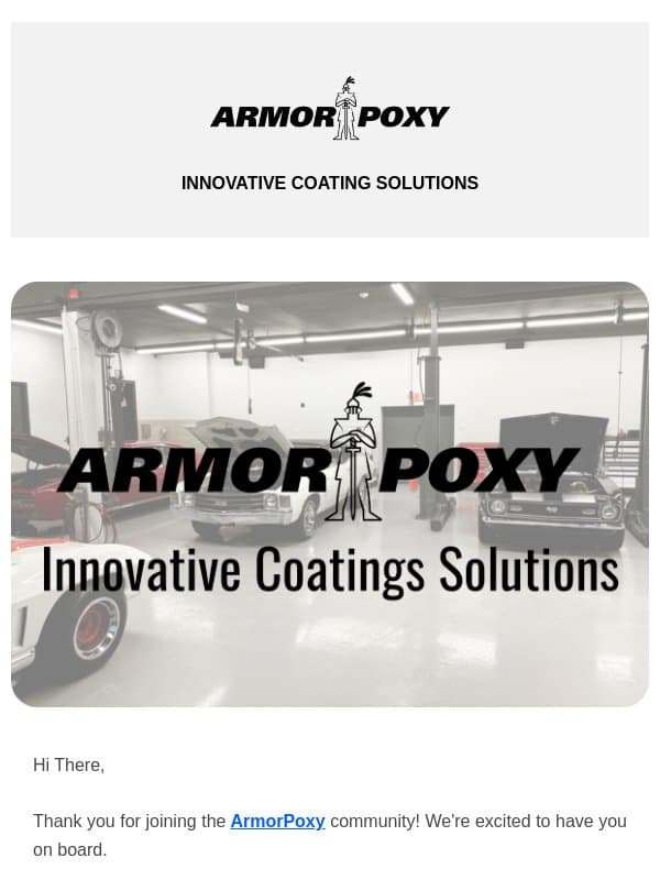 Welcome to ArmorPoxy! π‘οΈ email from ArmorPoxy