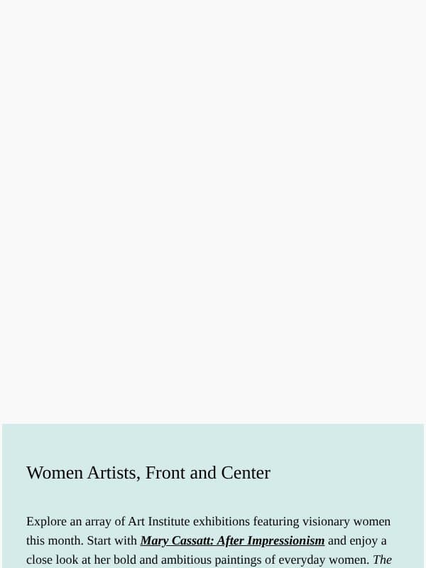 November News: Discover Incredible Women Artists This Fall email from Art Institute of Chicago