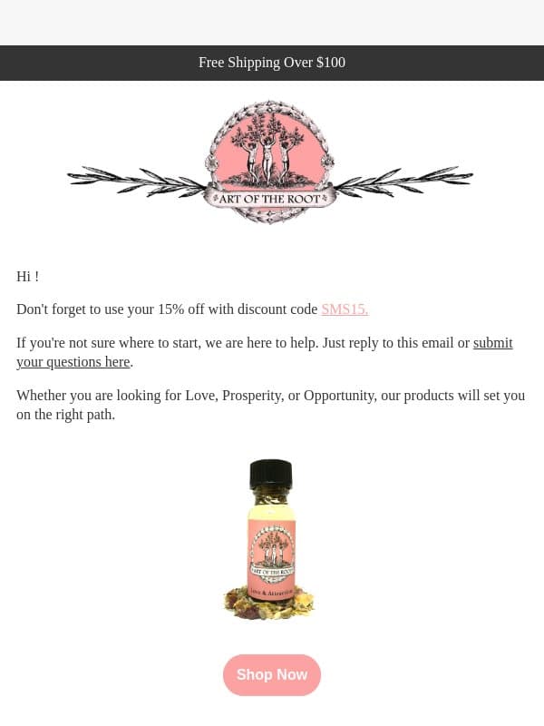 Don't Miss Your Chance To Save 15% Off Today email from Art of the Root