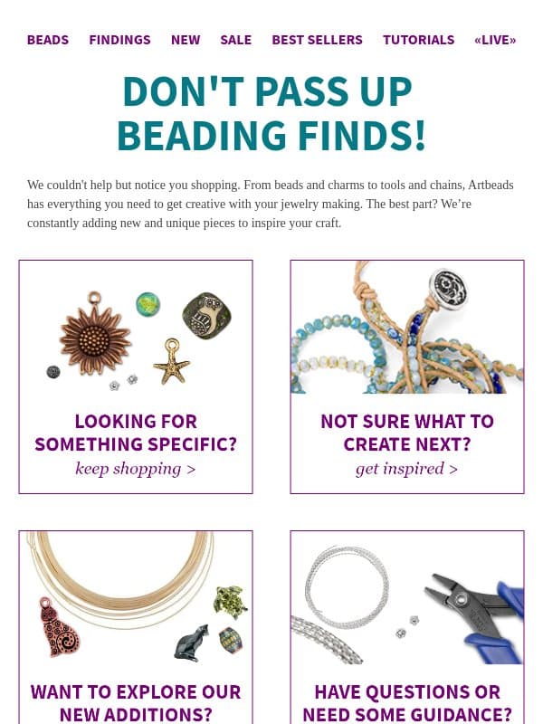 We Caught You Looking 👀 email from Artbeads.com